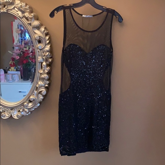 Sequence black sheer party dress - Picture 1 of 2